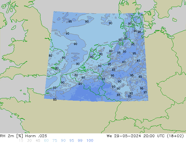 RH 2m Harm .025 We 29.05.2024 20 UTC