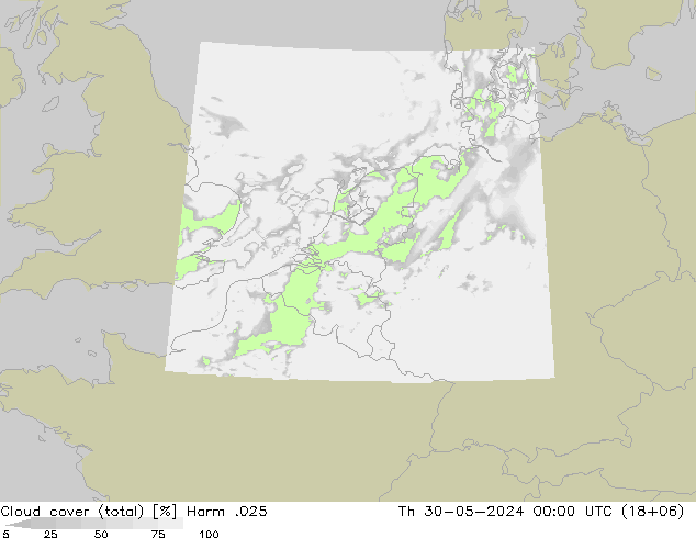 Wolken (gesamt) Harm .025 Do 30.05.2024 00 UTC