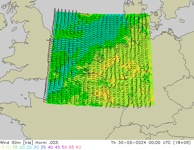 Wind 50m Harm .025 Th 30.05.2024 00 UTC