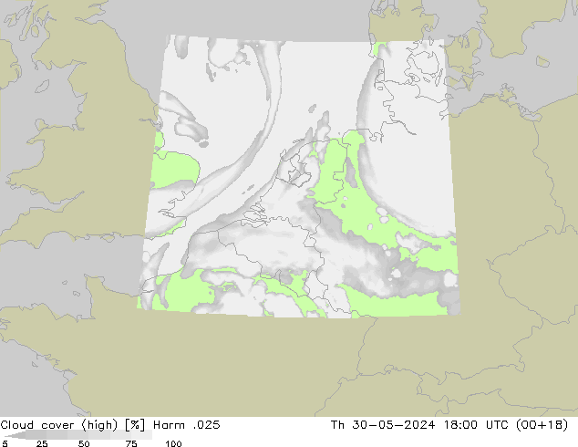 Cloud cover (high) Harm .025 Th 30.05.2024 18 UTC