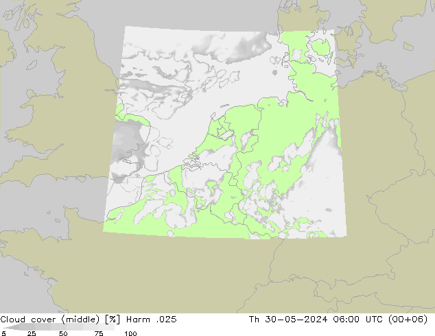 Cloud cover (middle) Harm .025 Th 30.05.2024 06 UTC