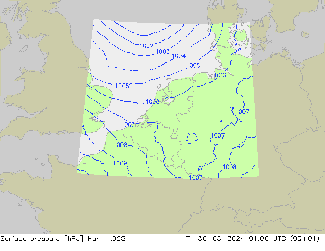 地面气压 Harm .025 星期四 30.05.2024 01 UTC