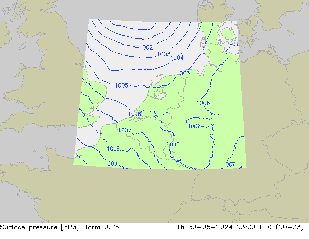 Atmosférický tlak Harm .025 Čt 30.05.2024 03 UTC