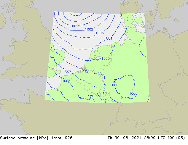 Atmosférický tlak Harm .025 Čt 30.05.2024 06 UTC
