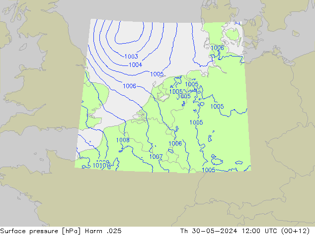 Surface pressure Harm .025 Th 30.05.2024 12 UTC