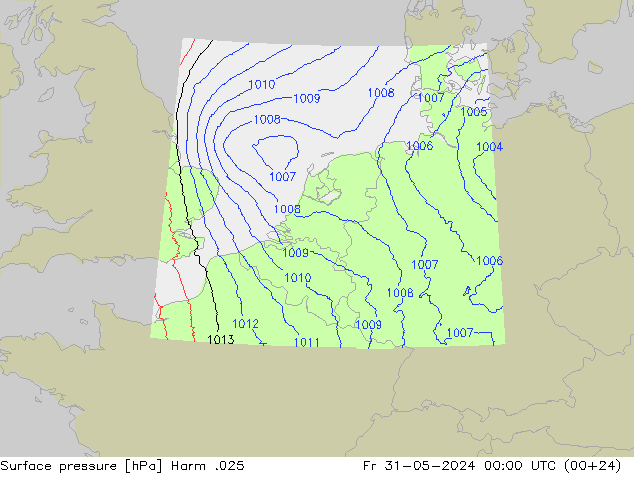 Surface pressure Harm .025 Fr 31.05.2024 00 UTC