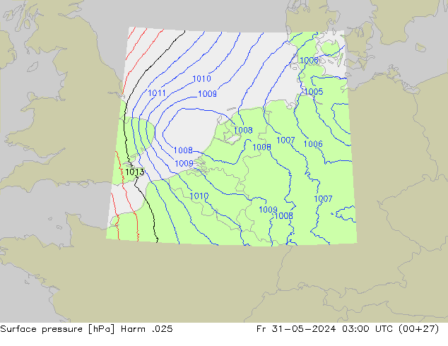 Surface pressure Harm .025 Fr 31.05.2024 03 UTC
