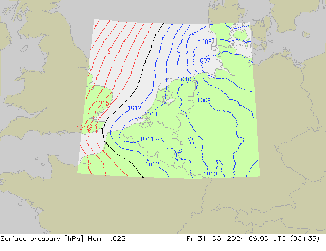 Surface pressure Harm .025 Fr 31.05.2024 09 UTC