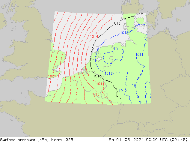 Atmosférický tlak Harm .025 So 01.06.2024 00 UTC
