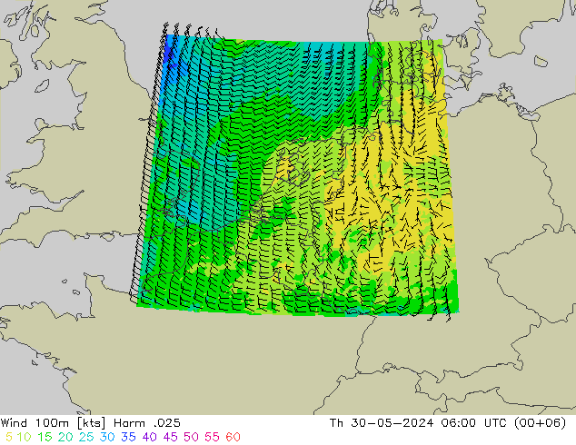 Wind 100m Harm .025 Th 30.05.2024 06 UTC