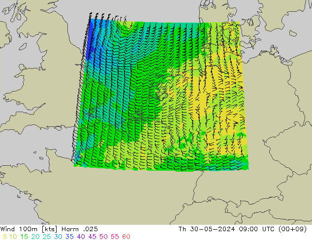 Wind 100m Harm .025 Th 30.05.2024 09 UTC