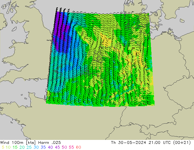 Wind 100m Harm .025 Th 30.05.2024 21 UTC