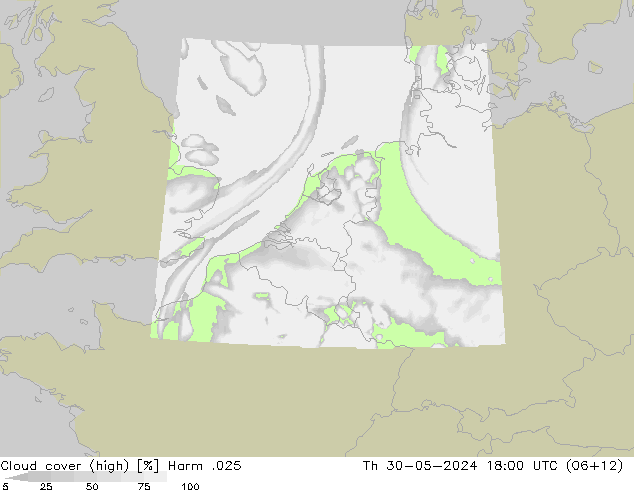 Cloud cover (high) Harm .025 Th 30.05.2024 18 UTC