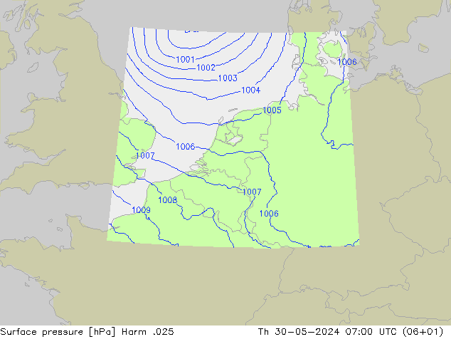 приземное давление Harm .025 чт 30.05.2024 07 UTC