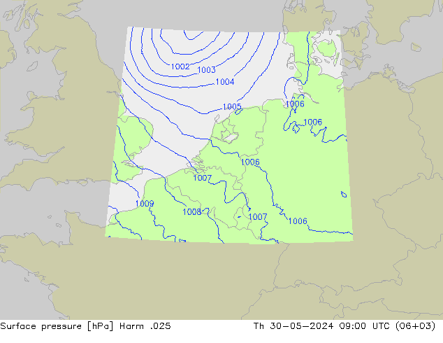 приземное давление Harm .025 чт 30.05.2024 09 UTC