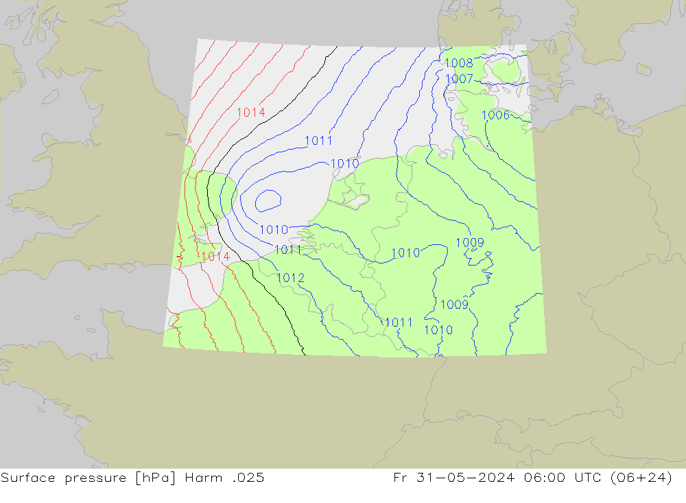 Atmosférický tlak Harm .025 Pá 31.05.2024 06 UTC