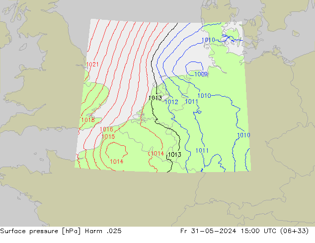 Atmosférický tlak Harm .025 Pá 31.05.2024 15 UTC