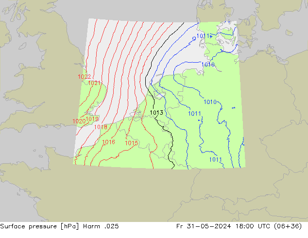 Surface pressure Harm .025 Fr 31.05.2024 18 UTC