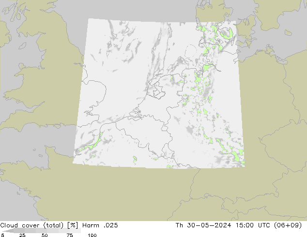 Bewolking (Totaal) Harm .025 do 30.05.2024 15 UTC