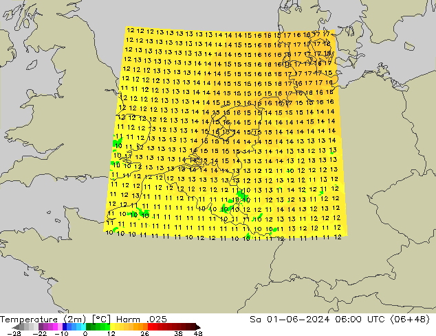 карта температуры Harm .025 сб 01.06.2024 06 UTC
