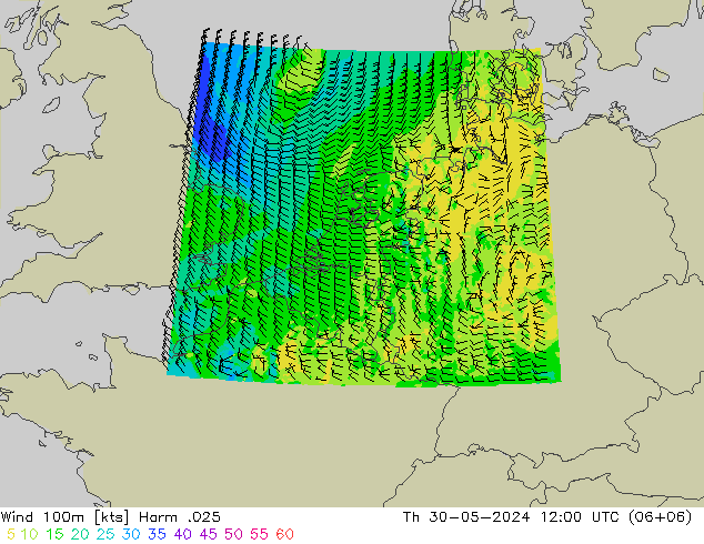 Wind 100m Harm .025 Čt 30.05.2024 12 UTC