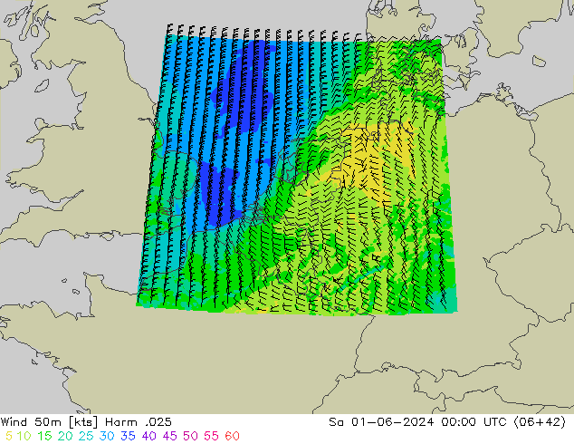 Wind 50m Harm .025 Sa 01.06.2024 00 UTC