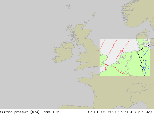 приземное давление Harm .025 сб 01.06.2024 06 UTC