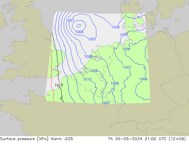 Surface pressure Harm .025 Th 30.05.2024 21 UTC