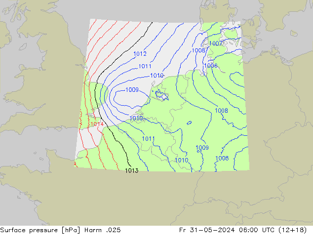 地面气压 Harm .025 星期五 31.05.2024 06 UTC