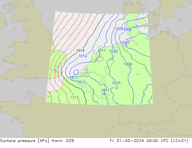 Surface pressure Harm .025 Fr 31.05.2024 09 UTC