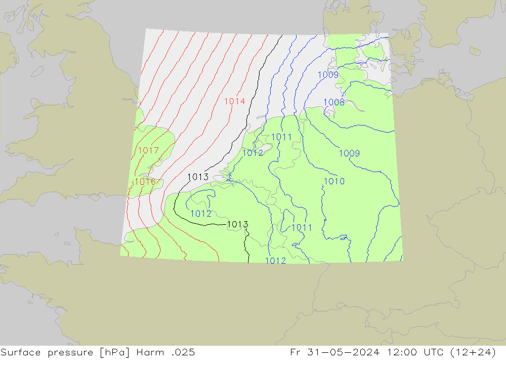 Pressione al suolo Harm .025 ven 31.05.2024 12 UTC