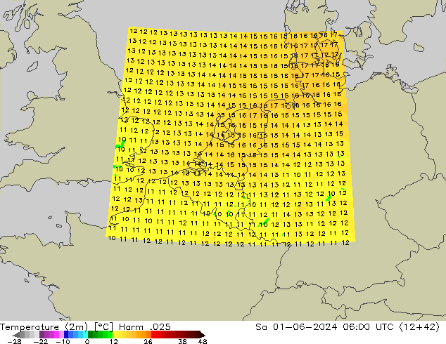 Temperature (2m) Harm .025 Sa 01.06.2024 06 UTC