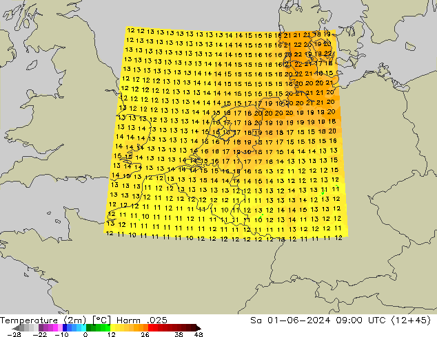 карта температуры Harm .025 сб 01.06.2024 09 UTC