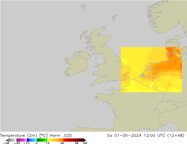 Temperature (2m) Harm .025 Sa 01.06.2024 12 UTC