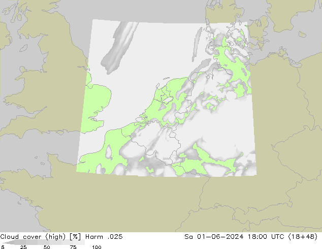 Cloud cover (high) Harm .025 Sa 01.06.2024 18 UTC