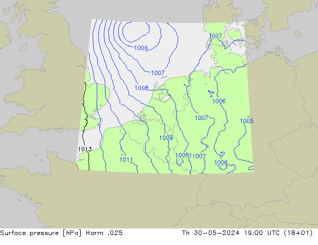 Atmosférický tlak Harm .025 Čt 30.05.2024 19 UTC
