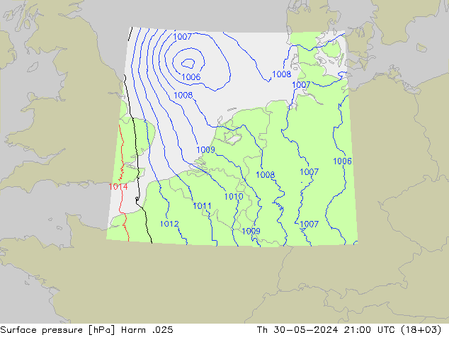 Atmosférický tlak Harm .025 Čt 30.05.2024 21 UTC