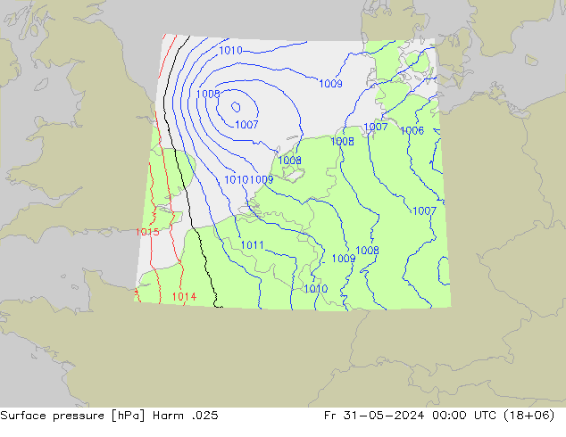 Surface pressure Harm .025 Fr 31.05.2024 00 UTC