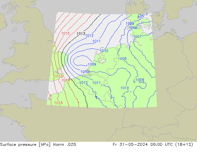 Pressione al suolo Harm .025 ven 31.05.2024 06 UTC