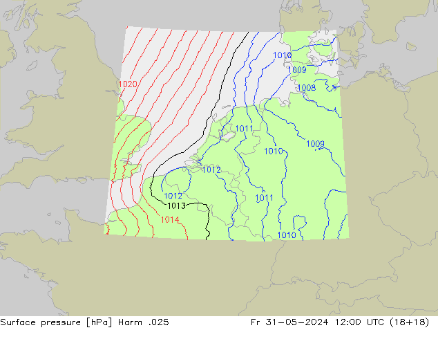 Surface pressure Harm .025 Fr 31.05.2024 12 UTC