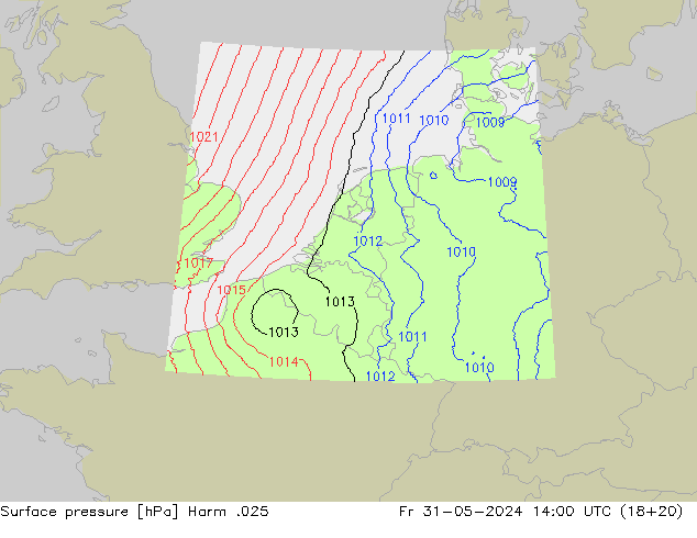 Surface pressure Harm .025 Fr 31.05.2024 14 UTC