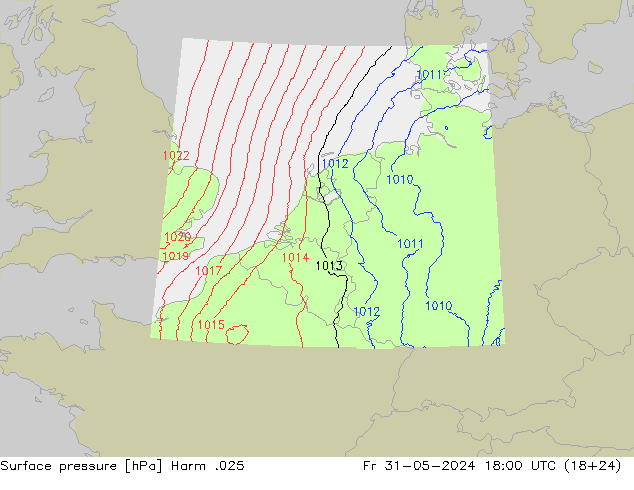 Pressione al suolo Harm .025 ven 31.05.2024 18 UTC