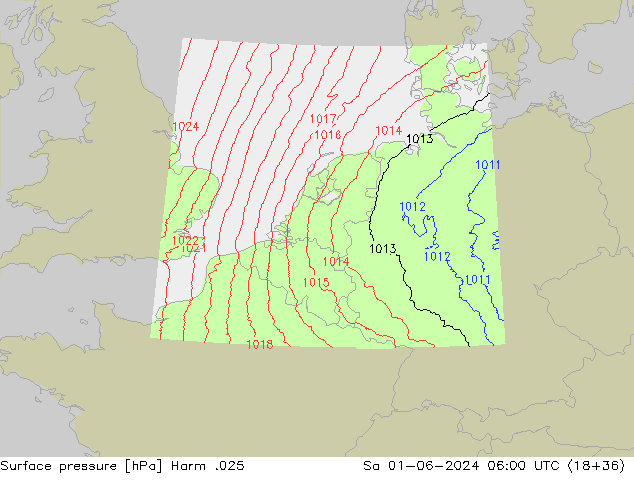 Surface pressure Harm .025 Sa 01.06.2024 06 UTC