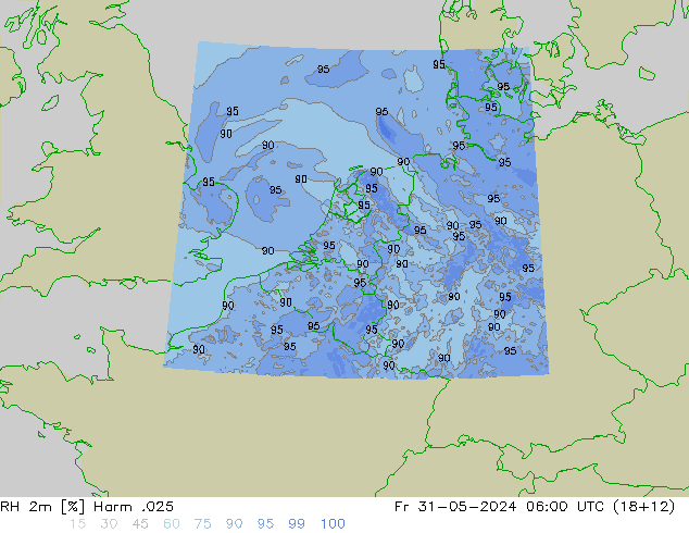 RH 2m Harm .025 Fr 31.05.2024 06 UTC