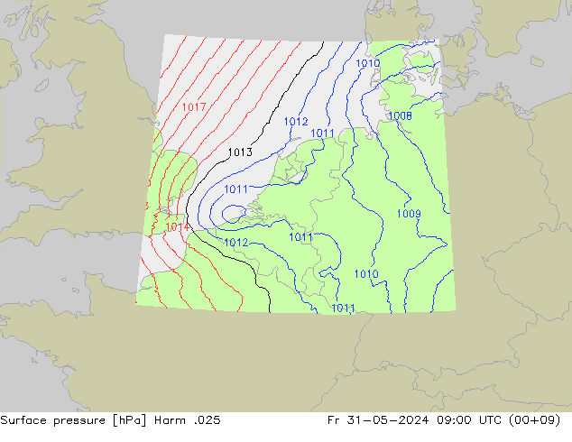 Luchtdruk (Grond) Harm .025 vr 31.05.2024 09 UTC