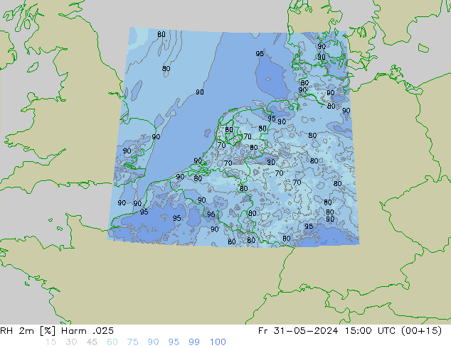 Humidité rel. 2m Harm .025 ven 31.05.2024 15 UTC