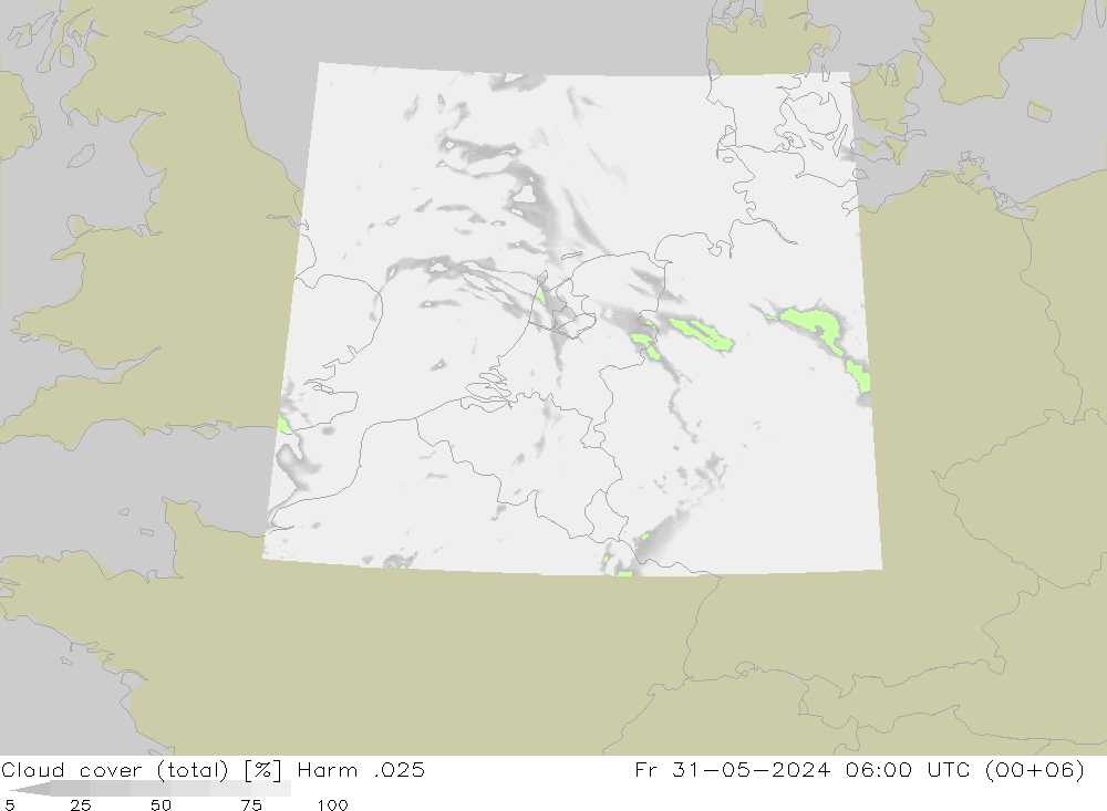 Wolken (gesamt) Harm .025 Fr 31.05.2024 06 UTC