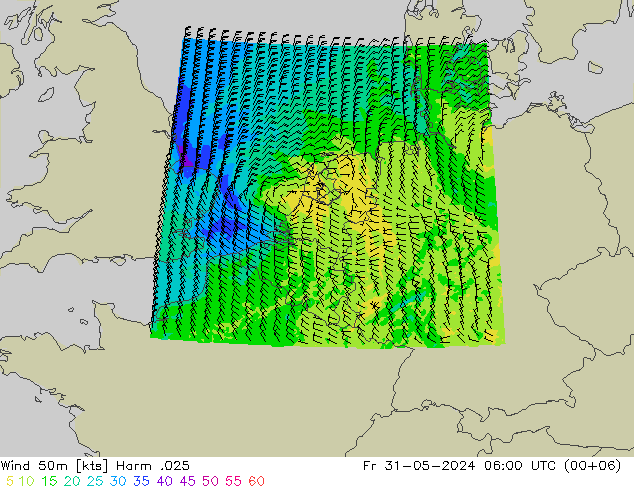 Wind 50m Harm .025 Fr 31.05.2024 06 UTC