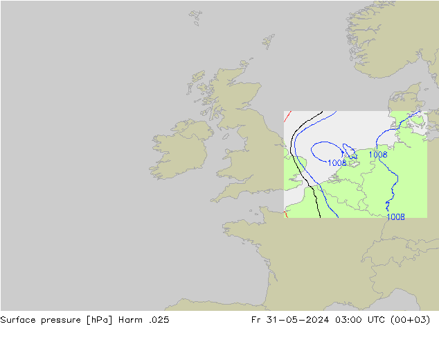 Atmosférický tlak Harm .025 Pá 31.05.2024 03 UTC