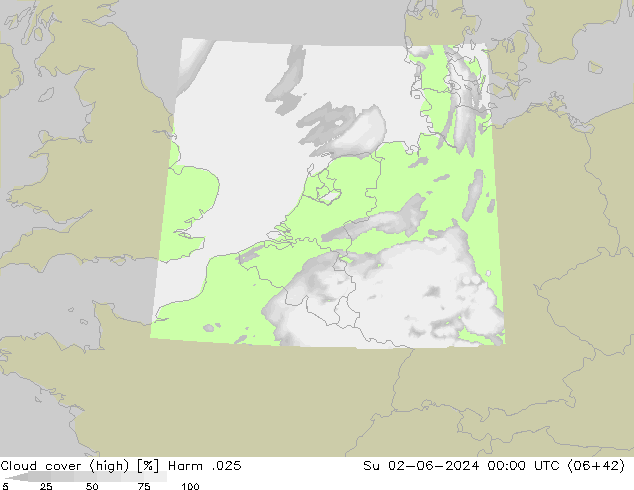 Cloud cover (high) Harm .025 Su 02.06.2024 00 UTC